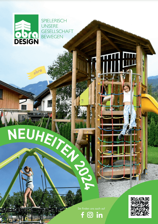 Das Titelbild des neuen Obra Design Spielgeräte-Katalogs.